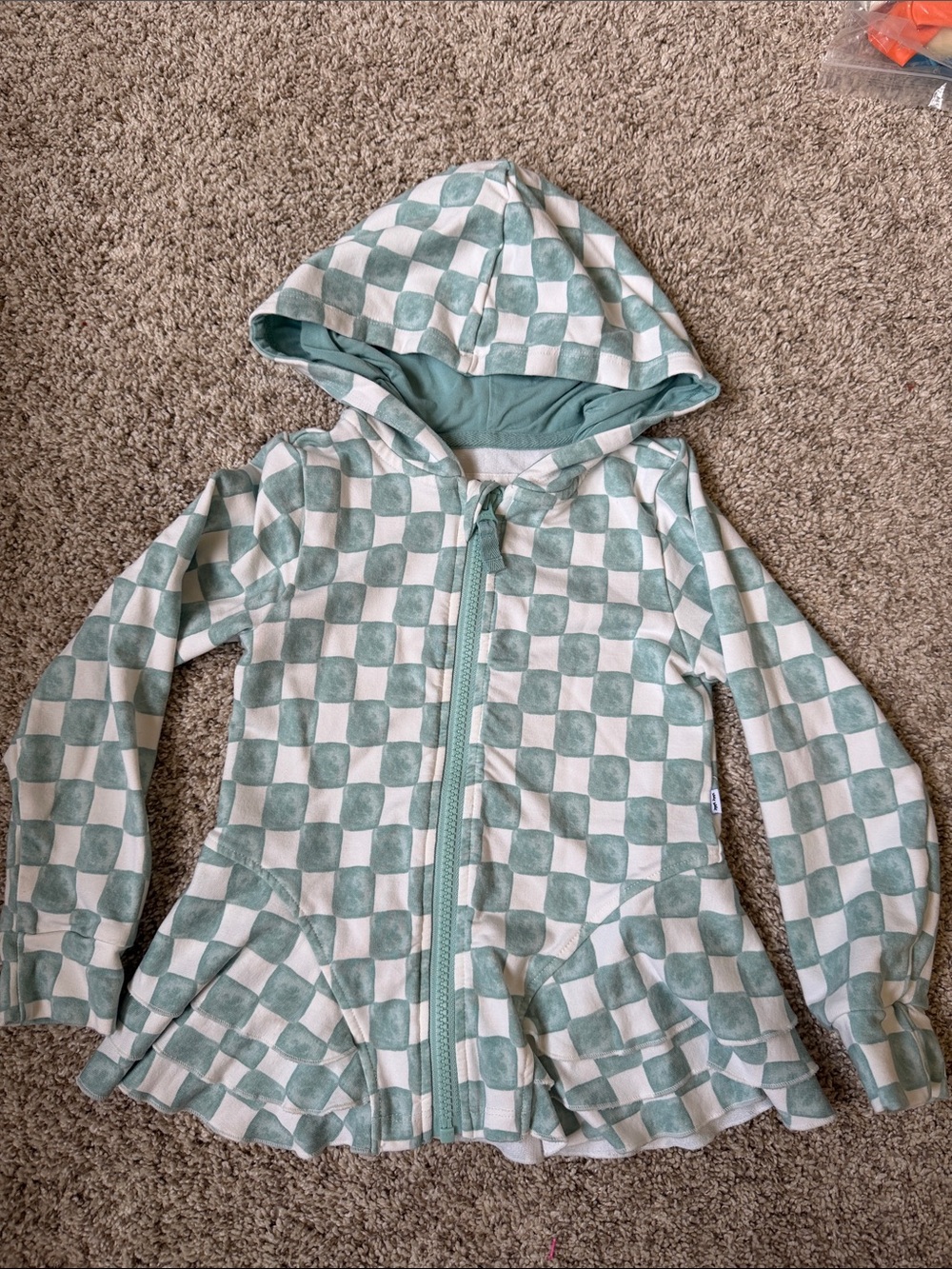 Little Sleepies Seafoam Checkers Peplum Hoodie